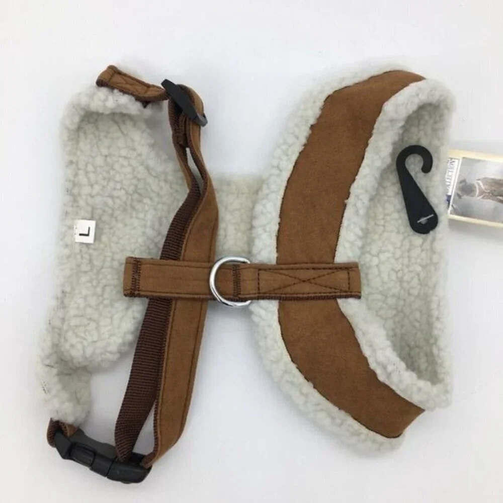 East Side Collection Cozy Sherpa Dog Pet Harness Faux Suede Size Large NEW